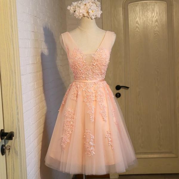 Pink Short Homecoming Dresses, Cute Knee Length Prom Dress, Bridesmaid Dresses