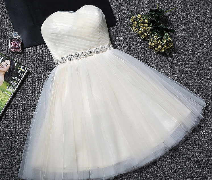 Beautiful Simple Ivory Tulle Lace-up Graduation Dresses, Short Prom Dresses, Homecoming Dresses