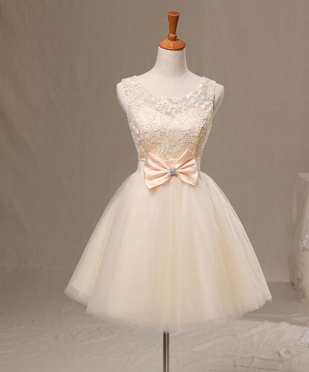 Adorable Short Tulle And Lace Sweet Dresses, Cute Formal Dresses, Homecoming Dresses For Teens