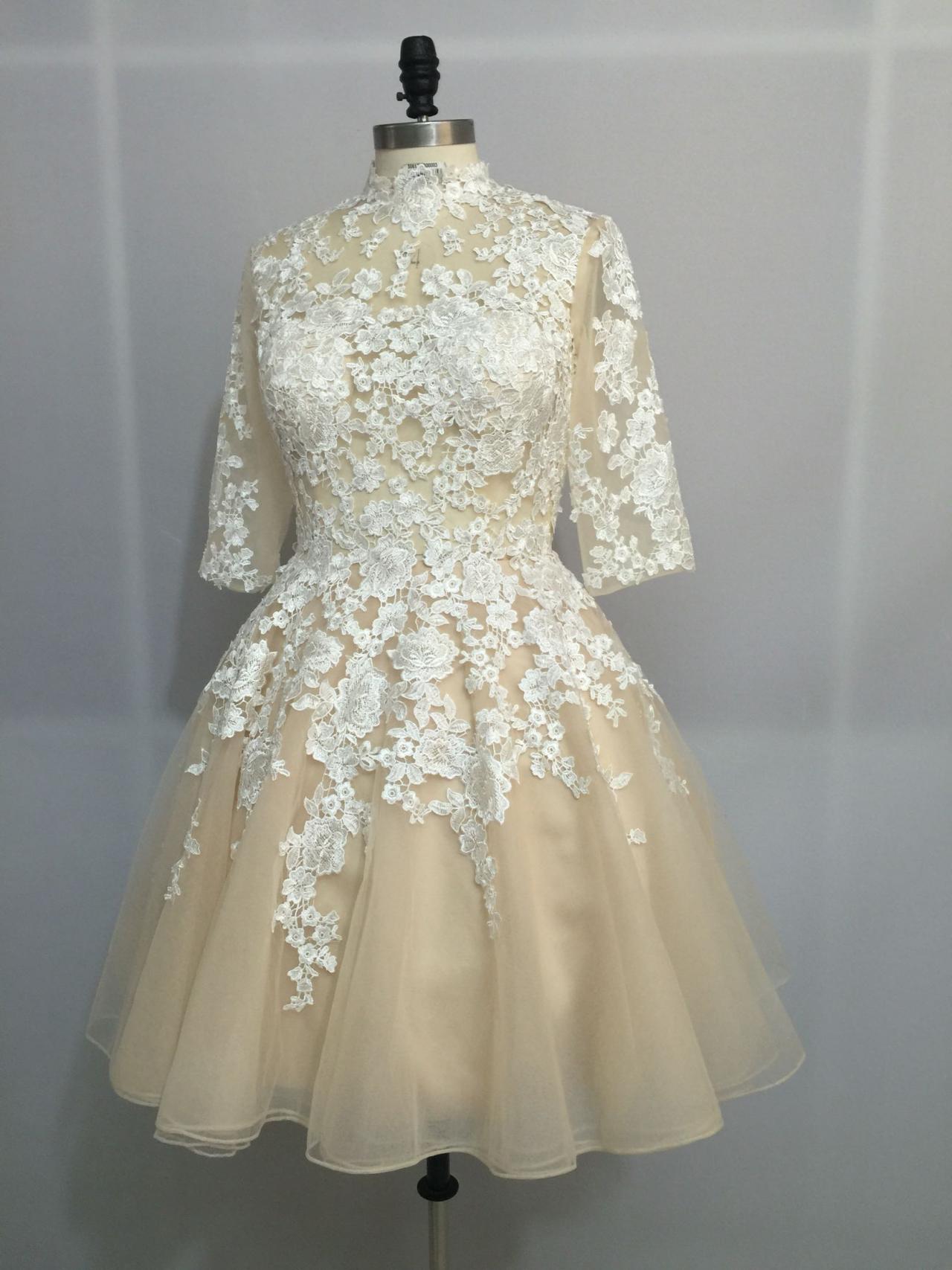 Lace Applique With Tulle Short Formal Dresses, Lovely Party Dresses, Sweet Dresses