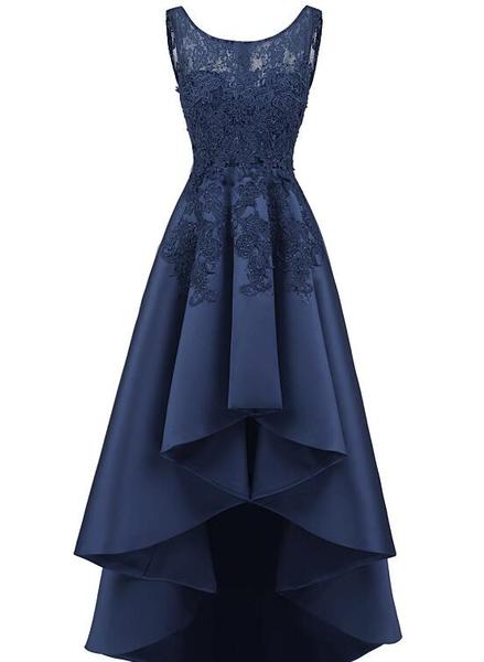 navy beaded bridesmaid dress Dark Navy Chiffon Bridesmaid Dress A-Line Floor-Length