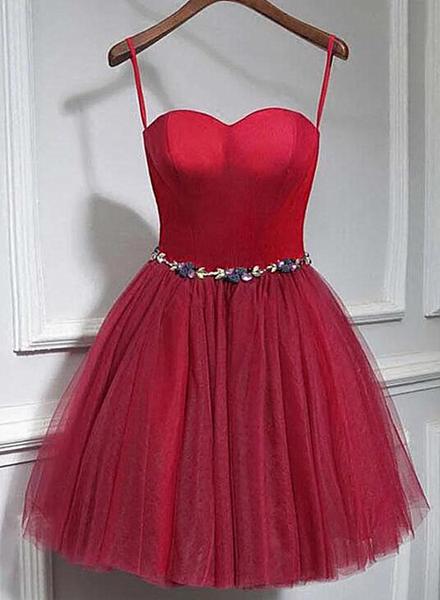 Cute Red Tulle Sweetheart Homecoming Dress, Red Party Dress