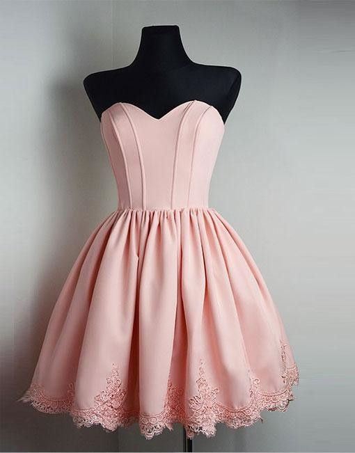 Simple Homecoming Dresses,pink Homecoming Dress,lace Homecoming Dress,short Homecoming Dress