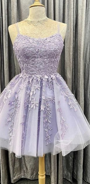 Lavender Knee Length Short Hoco Party Dress