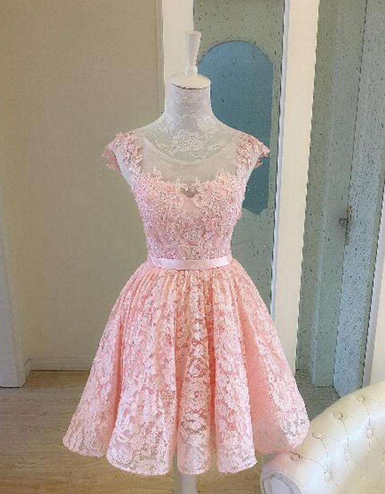 Short Pink Homecoming Dress With Keyhole Back