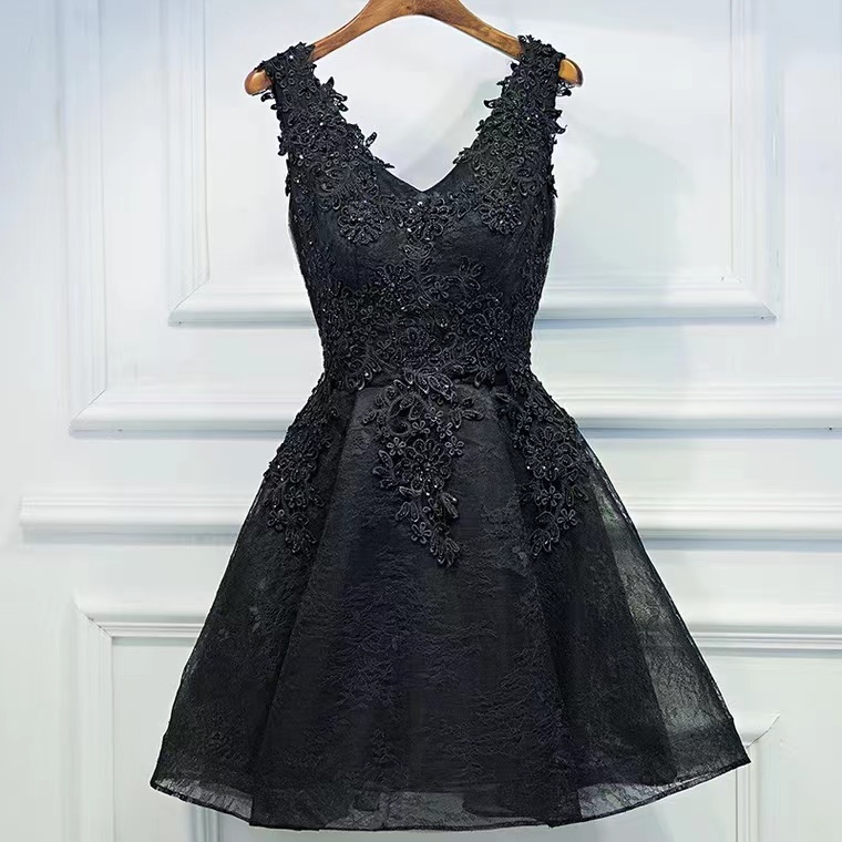 Sexy,v-neck Party Dress,black Homeocming Dress,