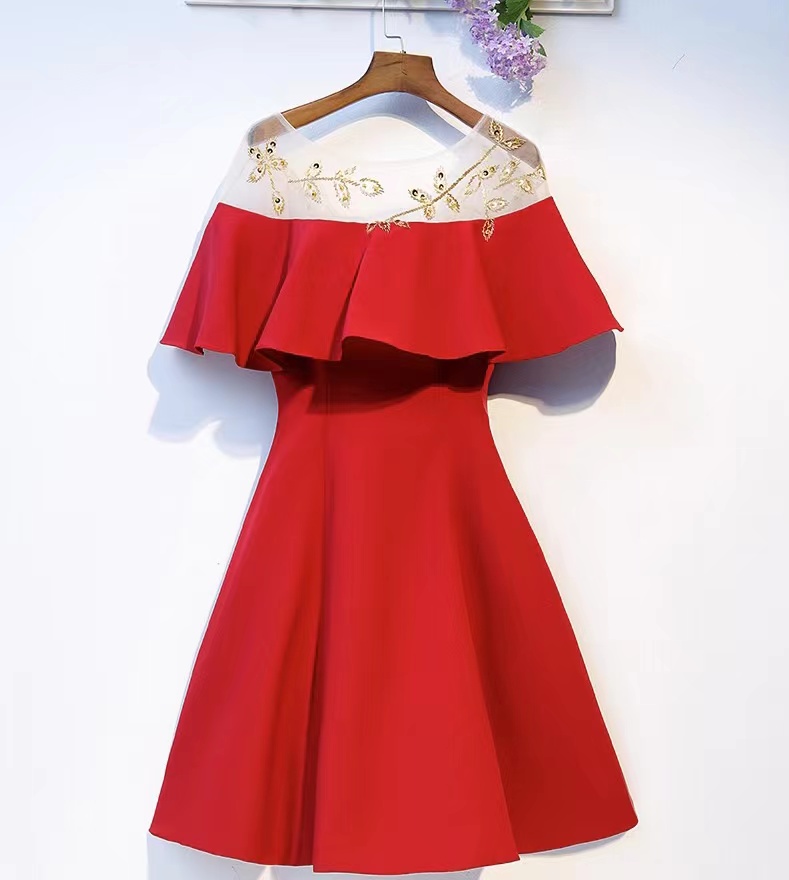 Red Dress,o-neck Party Dress,cute Homecoming Dress