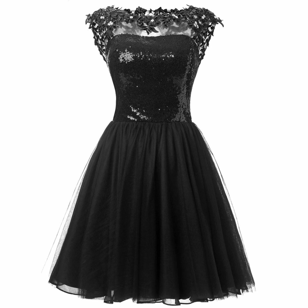 Charming Prom Dress,tulle Prom Dresses,black Prom Dress,short Homecoming Dress