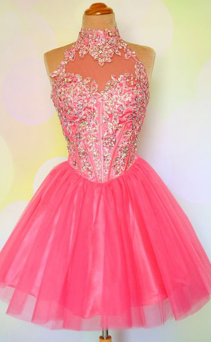 Pink Homecoming Dress, Open Back Homecoming Dress, Fantastic Homecoming Dress, Princess Prom Dress, Charming Homecoming Dress