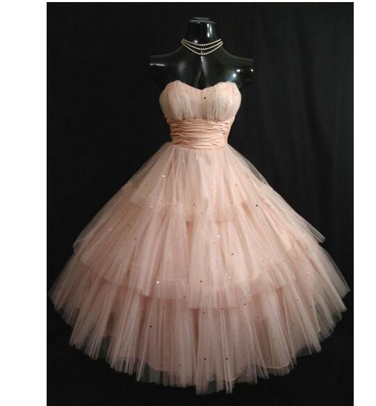 Pink Prom Dresses Strapless Evening Dresses, Layered Tulle Sequins Tea Length Short Homecoming Dress, Ball Gown, Wedding Party Gowns
