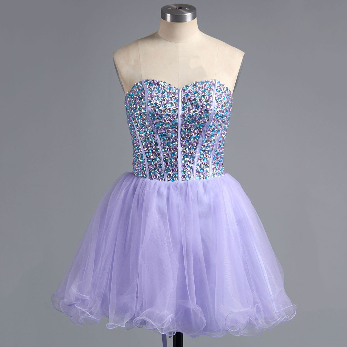Purple Cocktail Dress, Sweetheart Neckline Graduation Dress, Crystal Embellished Evening Dress, A-line Short Homecoming Dress