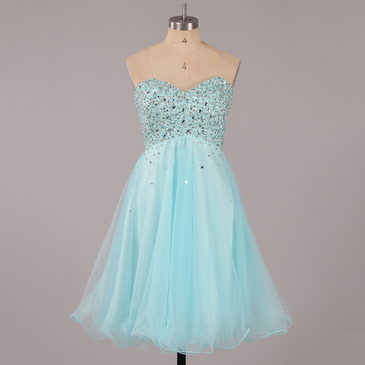 Short Tulle Homecoming Dress, Featuring Beaded Embellished Sweetheart Bodice