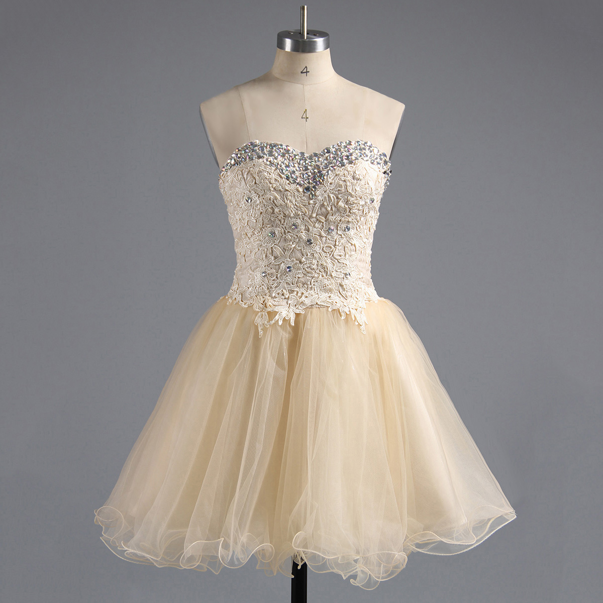 Strapless Sweetheart A-line Short Homecoming Dress With Floral Appliqués And Rhinestone Embellishment