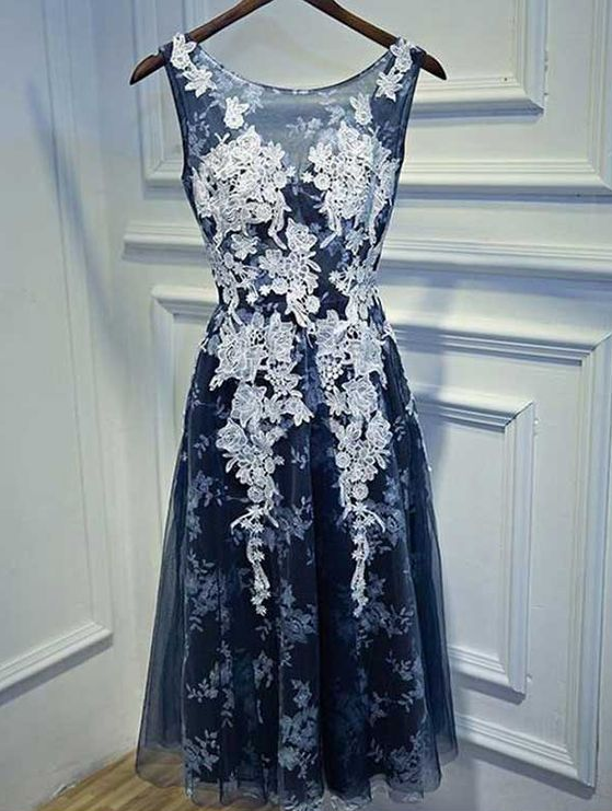 Dark Blue Lace Prom Dress,short Homecoming Dresses,navy Blue Homecoming Dresses