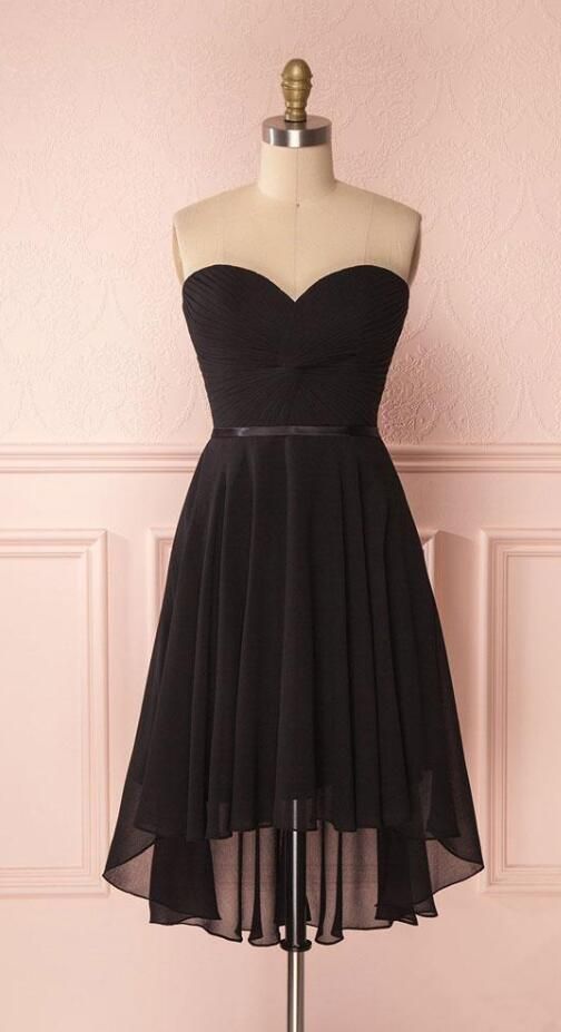 Black Short Prom Dress,chiffon High Low Prom Dress,black Homecoming Dress