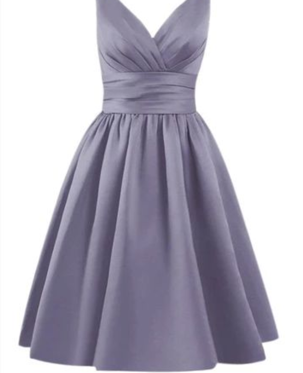 Simple Stylish Sleeveless V Neck A-Line Pleated Homecoming Dresses