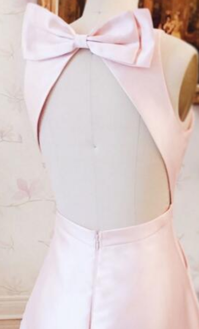 Sweet & Flowy Blushing Pink Satin A-Line Halter neckline Back Zip Ankle-Length Bridesmaid Dress main image 0