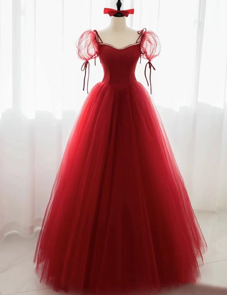 Princess Party Dress,red Prom Dress,sweet Ball Gown Dress