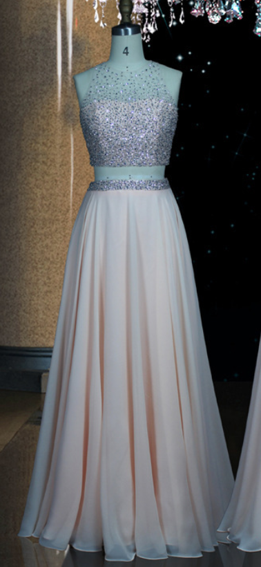 , Handmade ,beaded Bridesmaid Dress, Two Piece Evening Dress