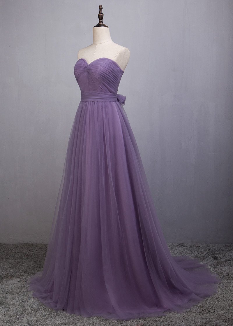 A-line Bridesmaids Dresses, Princess Tulle Sleeveless Bow Party Dress