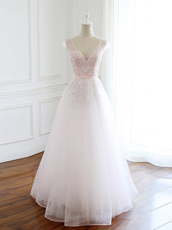 Tulle Prom Dress, Modest Beautiful Long Prom Dress, Banquet Party Dress