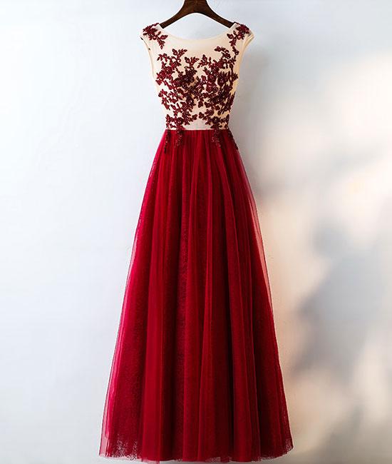 A-line Round Neck Formal Prom Dress, Beautiful Long Prom Dress, Banquet Party Dress