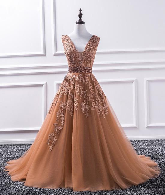 A-line Lace Formal Prom Dress, Beautiful Long Prom Dress, Banquet Party Dress