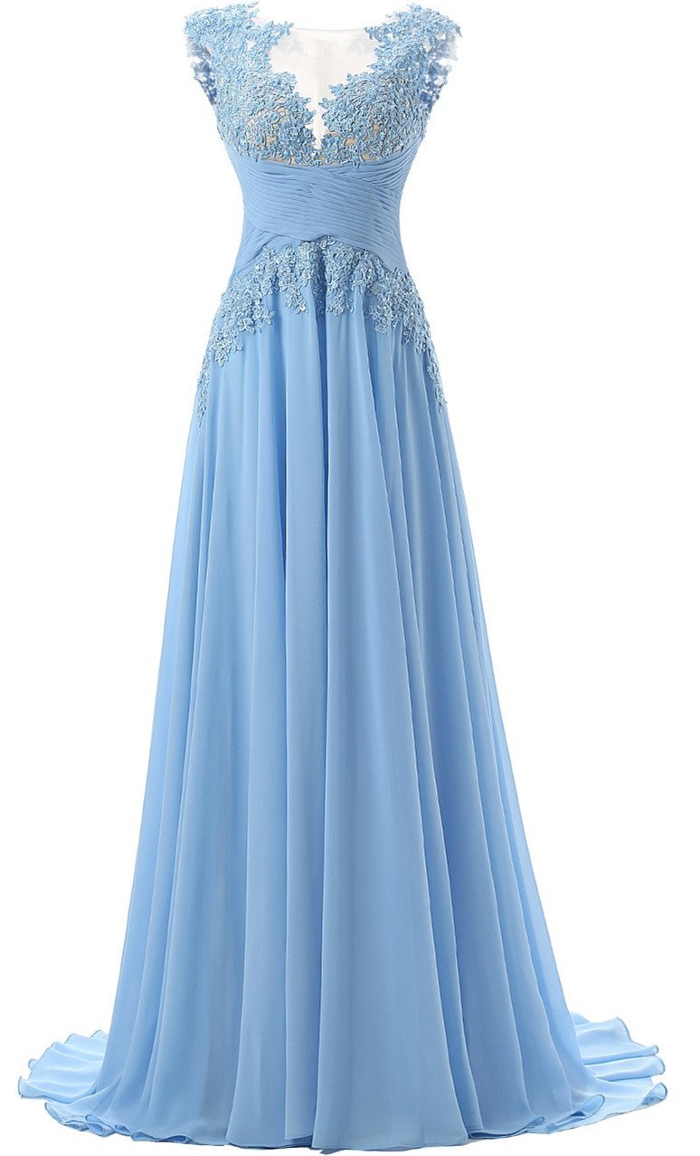 Elegant A-line Chiffon Sleeveless Formal Prom Dress, Beautiful Long Prom Dress, Banquet Party Dress