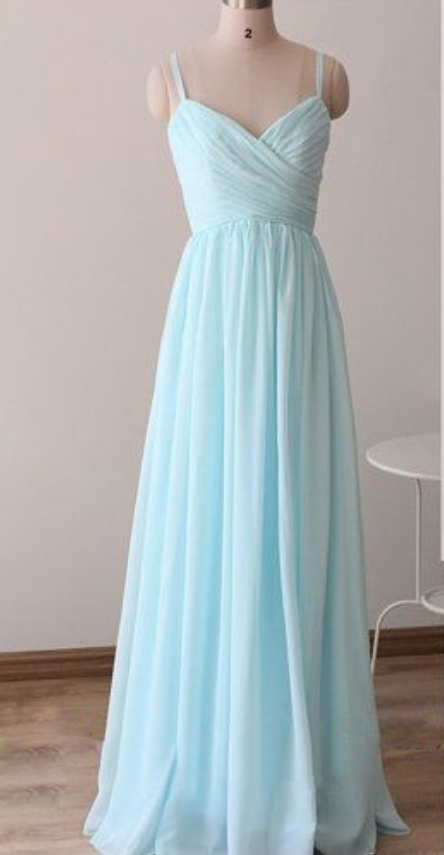 Elegant Sweetheart Spaghetti Strap Chiffon Formal Prom Dress, Beautiful Long Prom Dress, Banquet Party Dress