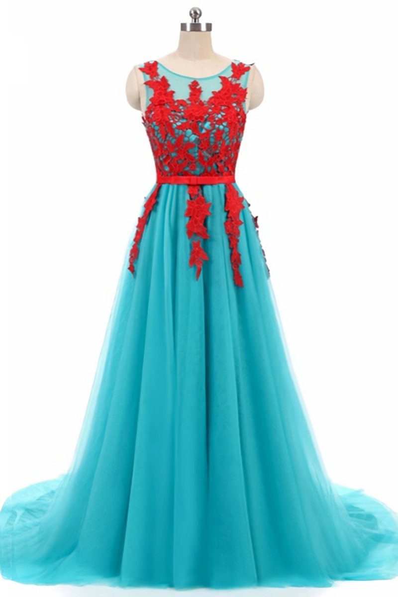 Elegant A-line Round Neckline Sleeveless Formal Prom Dress, Beautiful Long Prom Dress, Banquet Party Dress