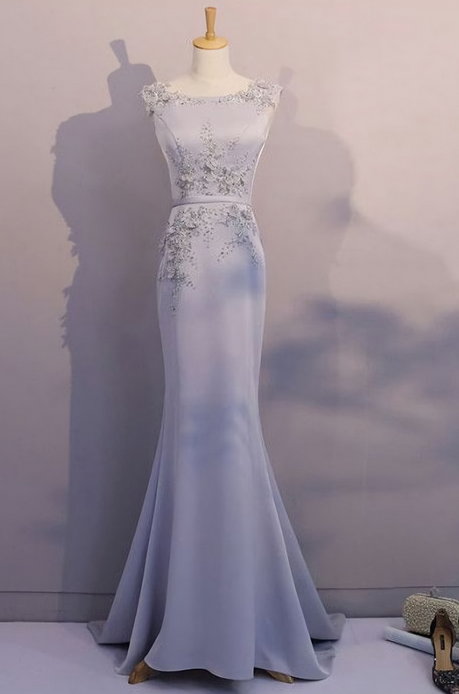 Elegant Mermaid Satin Formal Prom Dress, Beautiful Long Prom Dress, Banquet Party Dress