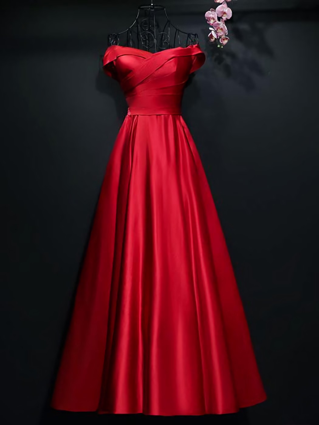 Elegant A-line Off The Shoulder Satin Formal Prom Dress, Beautiful Long Prom Dress, Banquet Party Dress