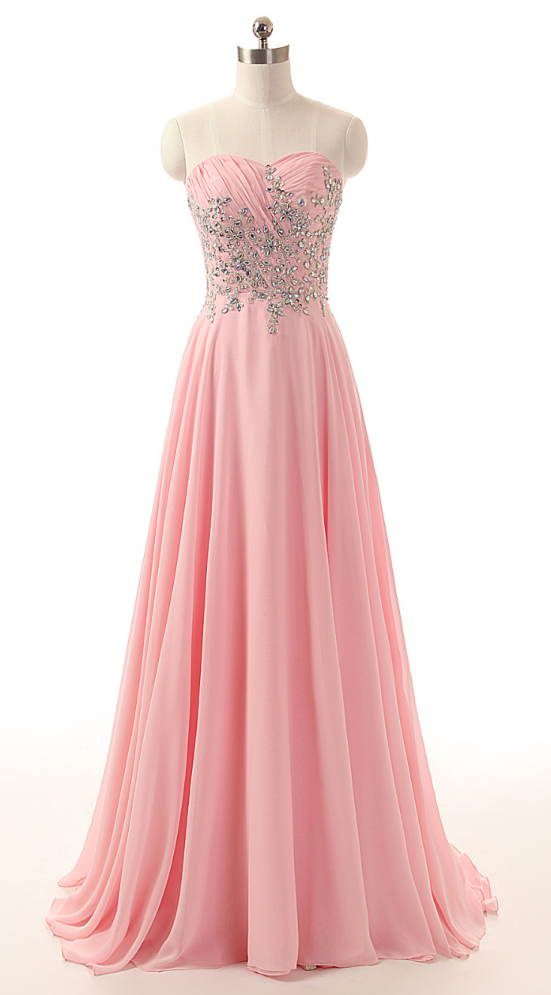 Elegant A-line Sheer Back Chiffon Formal Prom Dress, Beautiful Long Prom Dress, Banquet Party Dress