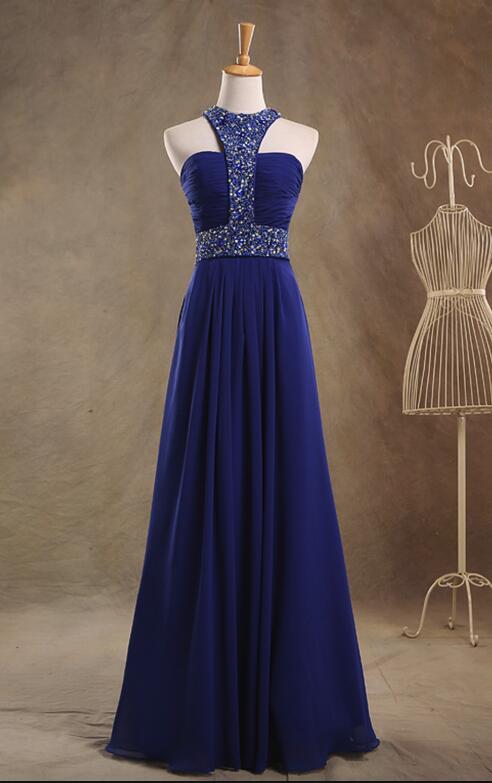 Elegant Chiffon Sequins And Beaded Formal Prom Dress, Beautiful Prom Dress, Banquet Party Dress