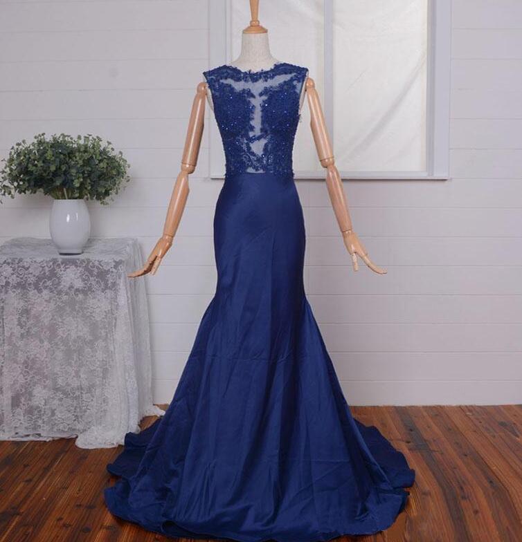 Elegant Mermaid Lace Appliques Formal Prom Dress, Beautiful Long Prom Dress, Banquet Party Dress
