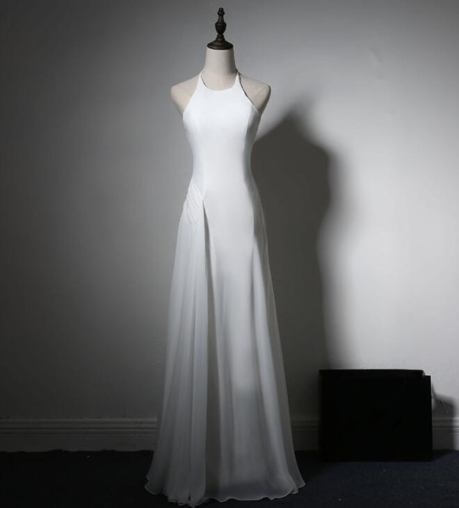 Elegant Simple Chiffon Sleeveless Formal Prom Dress, Beautiful Long Prom Dress, Banquet Party Dress