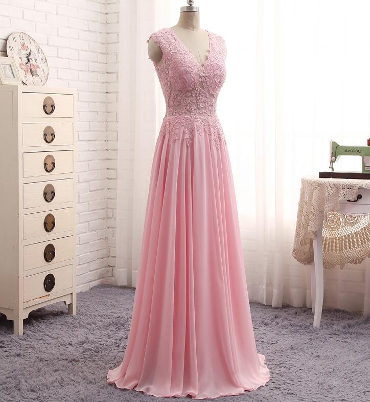 Elegant Simple Chiffon Sleeveless Formal Prom Dress, Beautiful Long Prom Dress, Banquet Party Dress