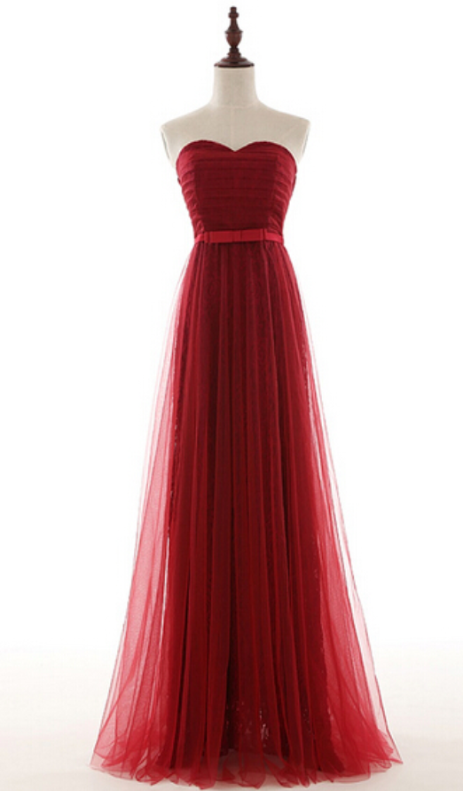 Elegant Sweetheart Pleated A-line Lace-up Backtulle Formal Prom Dress, Beautiful Long Prom Dress, Banquet Party Dress