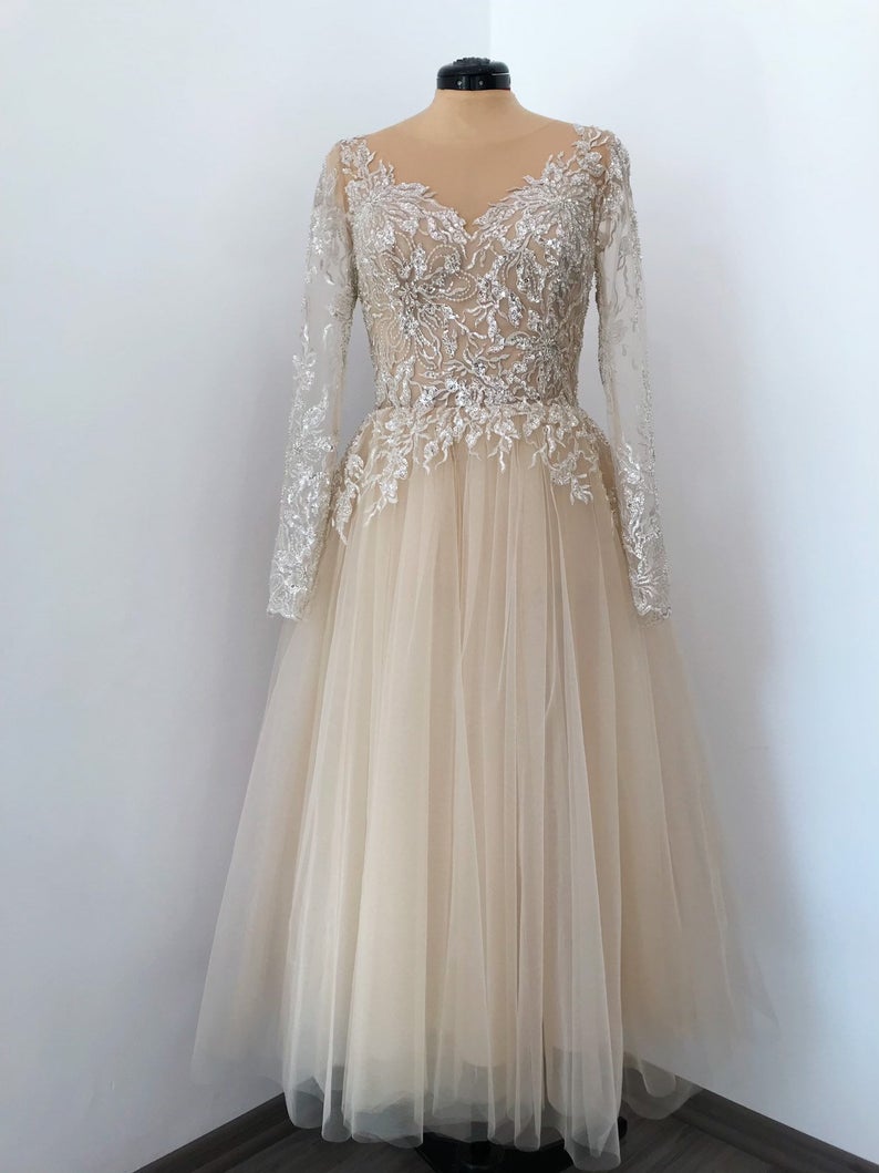 Elegant Sweetheart Long Shoulder Lace Applique Tull Homecoming Dress, Beautiful Short Dress, Banquet Party Dress