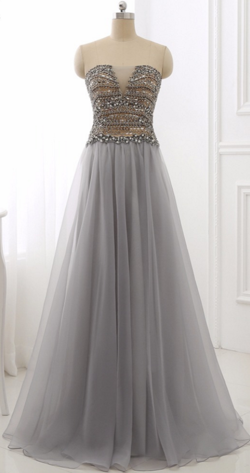 Elegant A-line Off The Shoulder Beading Tulle Formal Prom Dress, Beautiful Long Prom Dress, Banquet Party Dress