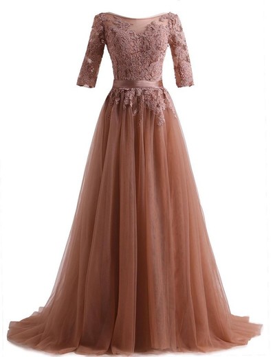 Elegant A-line Off The Shoulder Lace Tulle Formal Prom Dress, Beautiful Long Prom Dress, Banquet Party Dress