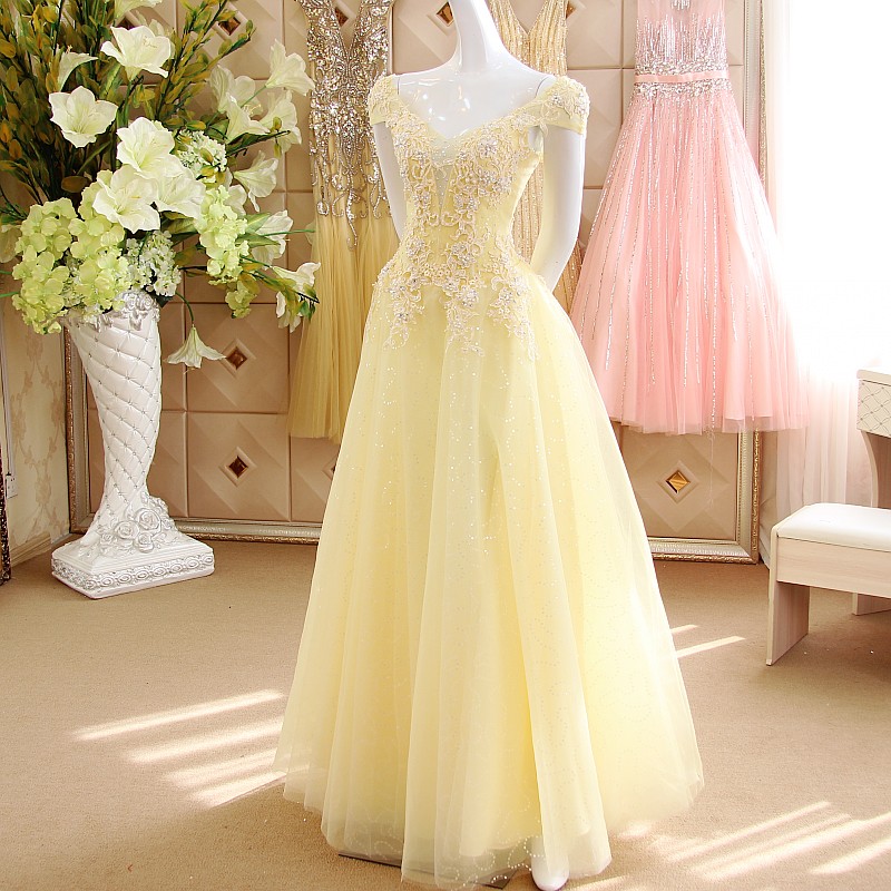 Elegant A Line Appliques Cap Sleeves Tulle Formal Prom Dress, Beautiful Long Prom Dress, Banquet Party Dress