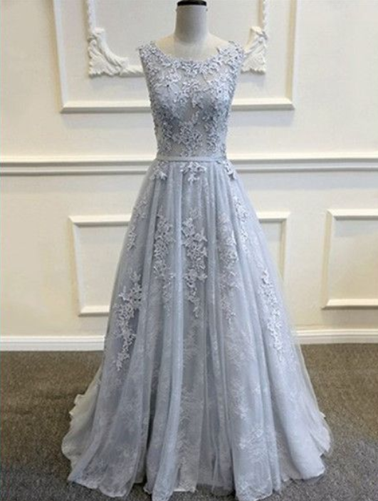 Elegant Sweetheart A-line Sleeveless Appliques Tulle Formal Prom Dress, Beautiful Long Prom Dress, Banquet Party Dress