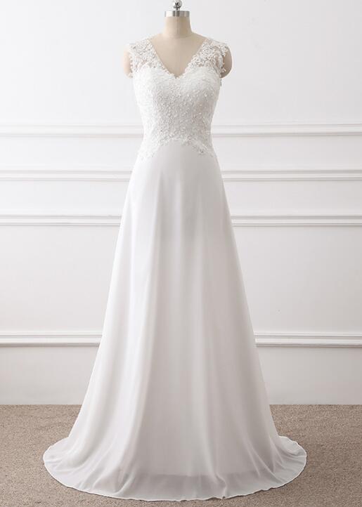 Elegant A-line Lace Applique Chiffon Formal Prom Dress, Beautiful Long Prom Dress, Banquet Party Dress
