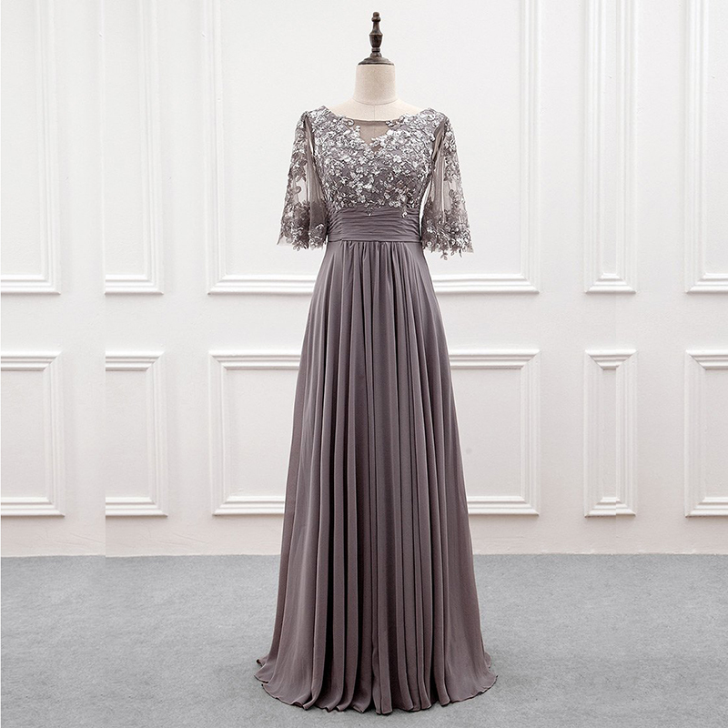 Elegant Boat Neckline Chiffon Formal Prom Dress, Beautiful Long Prom Dress, Banquet Party Dress