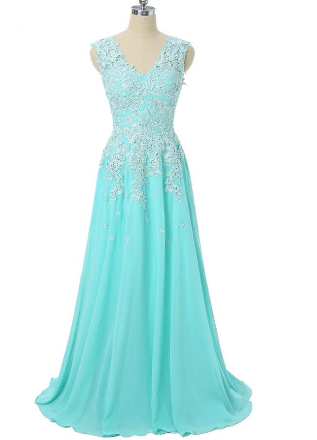 Elegant Simple Chiffon V-neckline Formal Prom Dress, Beautiful Long Prom Dress, Banquet Party Dress