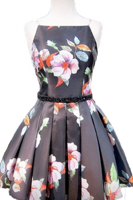 Floral Evening Party Dresses Strapless Short Homecoming Dresses