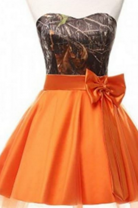 Gorgeous Short Orange Handmade Cute Girly Homecoming Dresses