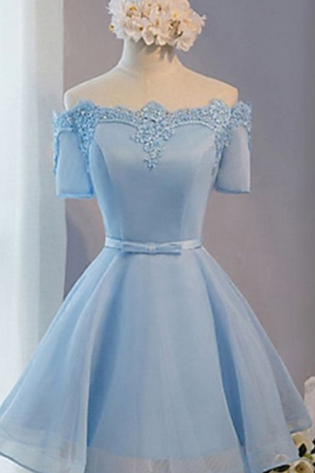 Ligh Blue Homecoming Dresses,off Shoulder Homecoming Dress,homecoming Dress
