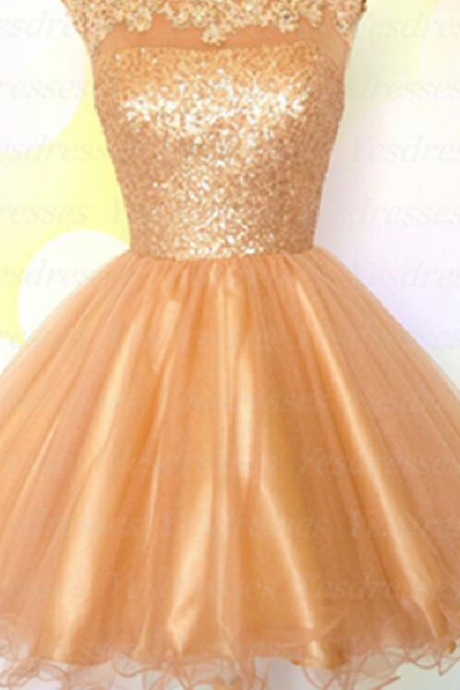Gold Sequin Homecoming Dress, Short Homecoming Dresses